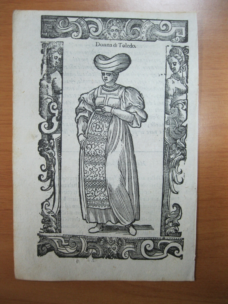 Xilografía de mujer noble de Toledo (España), 1598. Vecellio/Sessa